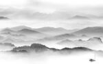 别墅 灰色山水框画 tif分层