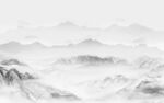 人气灰色山水框画 tif分层