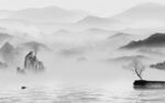 高雅 灰色山水框画 tif分层