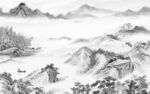 大气灰色山水框画 tif分层