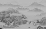 高端客厅灰色山水 tif分层