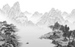 爆款 电视墙画山水 TIF分层