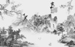 现代电视墙画山水 TIF分层