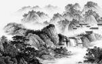爆款背景墙山水图 TIF分层