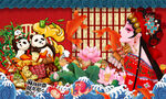 国潮插画火锅餐厅背景墙
