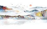 轻奢装饰画 新中式山水风景画 