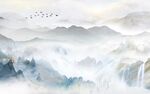 高山流水山川美景新中式背景墙