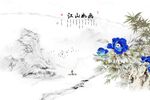 牡丹山水花开富贵背景墙