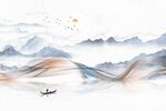 烟雾山水爵士白厚德载物背景墙.