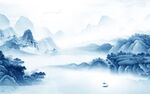 蓝色电视别墅山水 TIF分层