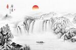 国画水墨画水墨山水画