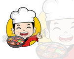 卡通火锅厨师头像