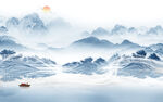 人气 高档背景山水 tif分层