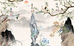 新中式花鸟背景墙