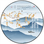 圆形山水画