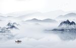 水墨客厅山水墙画 tif分层