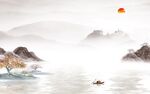 大气客厅山水墙画 tif分层