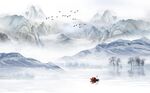 高山流水新中式山水电视背景墙