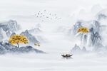 水墨山水宁静致远背景墙