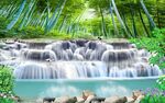 竹林流水生财风景背景墙