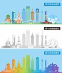 哈尔滨地标建筑剪影