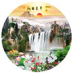旭日东升山水画九鱼图风景画