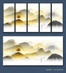 新中式抽象山水画