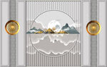 新中式格栅背景墙