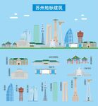苏州地标建筑剪影