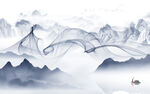 水墨 中式背景山水 TIF分层