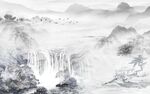 水墨山水高山流水新中式背景墙