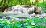 流水生财水风景背景墙