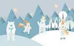 卡通雪地北极熊儿童房背景墙