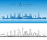 成都地标建筑四川成都城市剪影