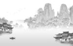 别墅 背景中式山水 tif分层
