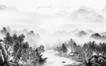 新上架灰色客厅山水 tif分层