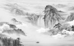 现代灰色客厅山水 tif分层