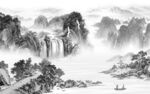客厅高清山水墙画 TIF分层