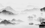爆款灰色山水框画 TIF分层