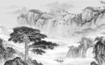 新中式灰色山水框画 TIF分层