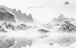 现代客厅灰山水画 tif分层