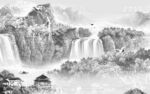 高清 客厅灰山水画 tif分层