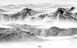 国画风景灰色山水 TIF分层