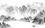 高清 客厅灰山水画 TIF分层