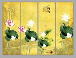 荷花条屏