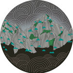 手绘抽象山水画