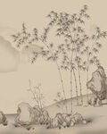 手绘水墨竹子背景墙