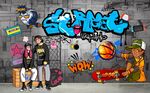 篮球街头涂鸦工装背景墙图片