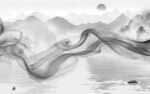 最新 灰色山水背景 tif分层