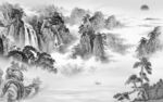中国风简约灰色墙画 tif分层